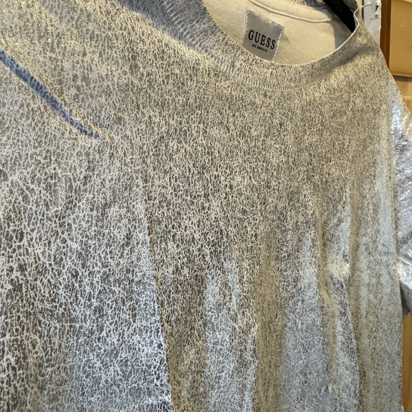 GUESS Metallic Silver Short Sleeve Tee - Picture 6 of 9